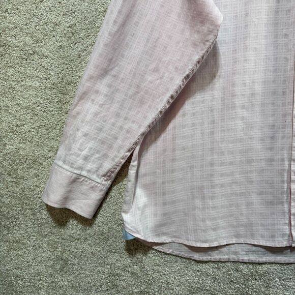 Tommy Bahama Shirt Men's XXL Pink Textured Plaid Pocket Long Sleeve Linen Blend - Picture 4 of 12